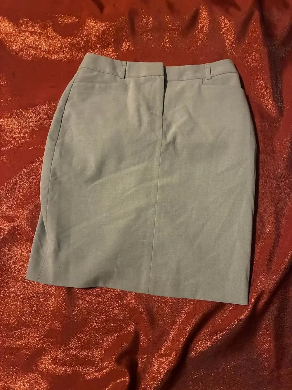 Calvin Klein Skirt Womens Gray Pencil Career Knee Length Back Vent Lined Sleek